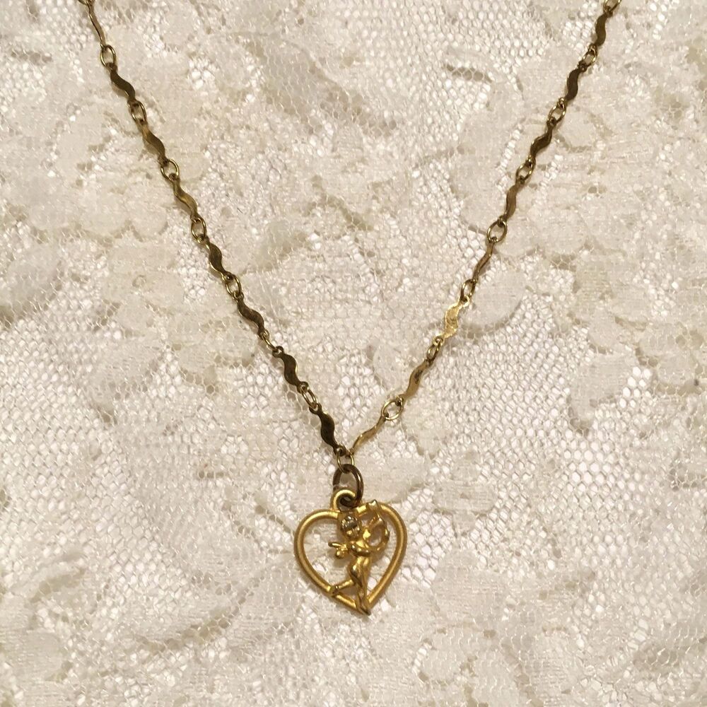 Gold Heart Angel Pendant Necklace - Women Jewelry Necklace